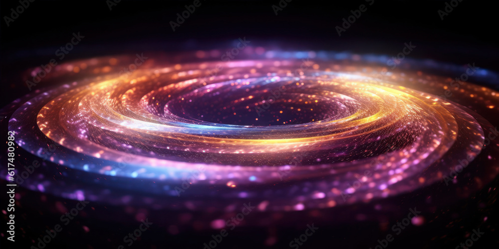 Wall mural luminous swirling. elegant glowing circle. sparking particle. space tunnel. colorful ellipse.