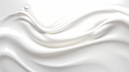 Zelfklevend Fotobehang Artful representation of milk splash transforming into a wave of yogurt and cream, generative by AI. © Phanida