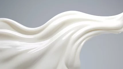Rolgordijnen Artful representation of milk splash transforming into a wave of yogurt and cream, generative by AI. © Phanida