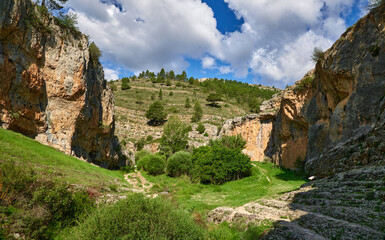 Fototapeta na wymiar Landscape of the Canyon created by the White River during millions of years in Calomarde, Teruel, Spain