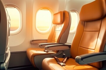 Airplane first class interior view, AI generated