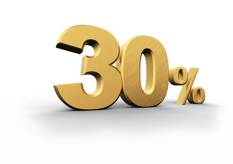 Golden thirty percent on transparent background