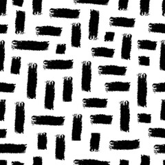 Geometric abstract seamless pattern with brush strokes. Trendy vector isolated hand-drawn illustration. Perfect for background, fashion print, wrapping paper, packaging or fabric designs.