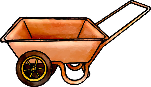 Wheel Barrow Watercolor Illustration