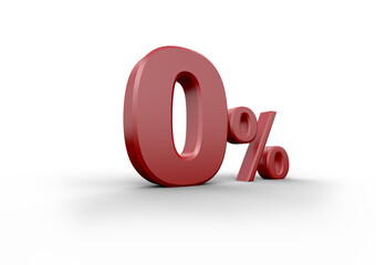 red zero percent on transparent background