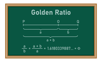 Fototapeta premium Line segment in the golden ratio in mathematics. math resources for teachers and students.