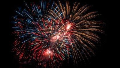Fototapeta premium Fourth of July celebration exploding vibrant firework display generated by AI