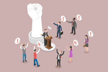 3D Isometric Flat Vector Conceptual Illustration of Populism, Dishonest Politician