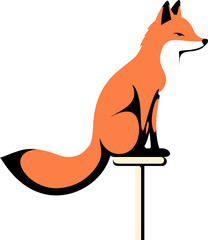 Cute fox cartoon minmal flat