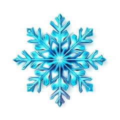 Blue snowflake on white background. Generative AI.