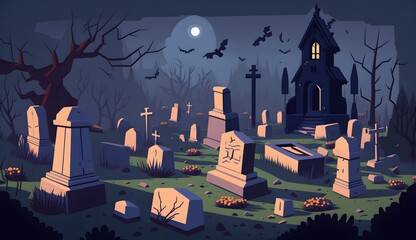 graveyard illustration wallpaper illustration 