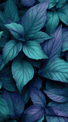 Leafy plant patterned dark purple background