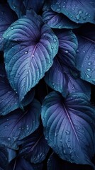 Obraz premium Leafy plant patterned dark purple background