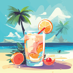 summer cocktail beach concept flat design