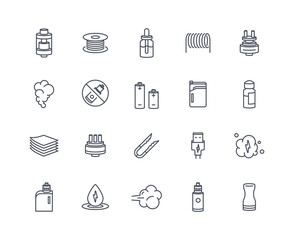 Vaping icons outline set