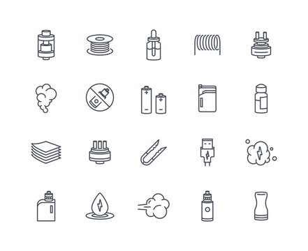 Vaping icons outline set