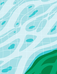 pool background with waves, water, grass