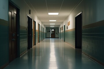 Empty school hallway