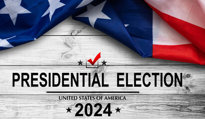American flag and a red circle on November 5 Presidential Election Day 2024 
