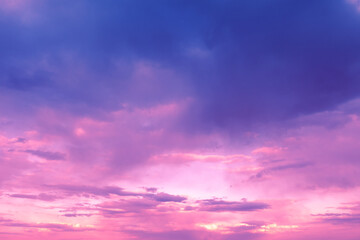 Colorful cloudy sky at sunset. Gradient color. Sky texture. Abstract nature background