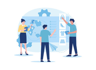 Analysis of world sales in online stores concept trending flat illustration