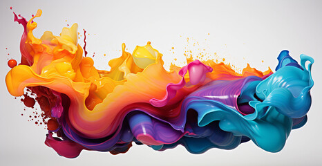 Rainbow wave. Colorful paint splash. Colored background. Generative Ai