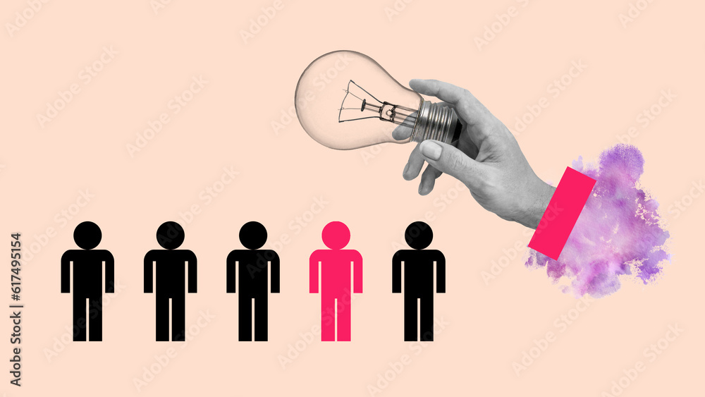 Poster creative idea and leadership concept. collage in modern design. space for text input