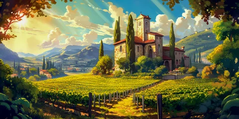 Tuinposter landscape with a vineyard © Alexander