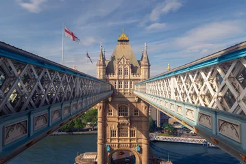 Unique view about the Tower bridge in London. A view from the south tower of Tower bridge.
