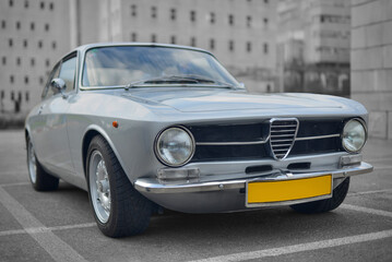 Fototapeta na wymiar A classic Italian silver car