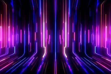 Abstract neon lines background. Generative AI. - 617496329