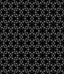 Black and white seamless pattern texture. Greyscale ornamental graphic design. Mosaic ornaments. Pattern template. Vector illustration. EPS10.