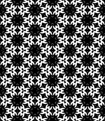 Black and white seamless pattern texture. Greyscale ornamental graphic design. Mosaic ornaments. Pattern template. Vector illustration. EPS10.