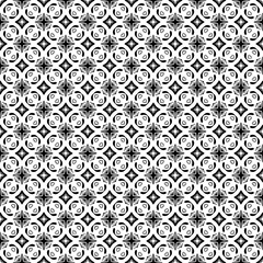 Black and white seamless pattern texture. Greyscale ornamental graphic design. Mosaic ornaments. Pattern template. Vector illustration. EPS10.