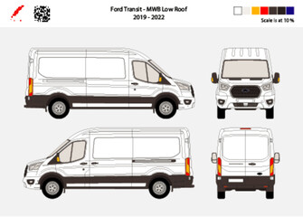 03 Ford Transit MWB Low Roof 19-22  Scale - 10% - obrazy, fototapety, plakaty