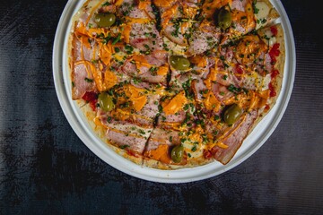 bacon and cheese pizza from luxury restaurant