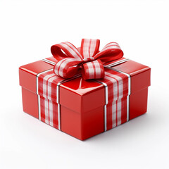 Obraz premium Red gift box with bow on white background. Celebrate concept