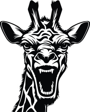 Angry Giraffe Logo Monochrome Design Style
