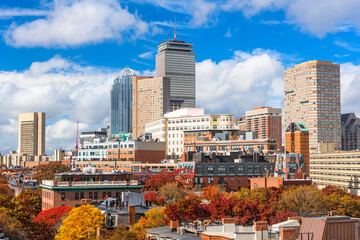 Boston, Massachusetts, USA downtown cityscape in autumn.