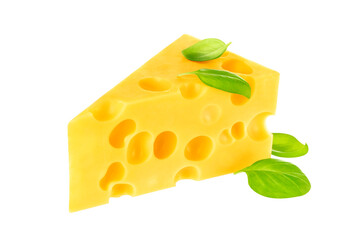 Piece of cheese isolated on a white background. With clipping path.