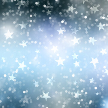Christmas background of bokeh lights and stars