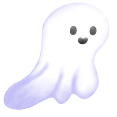 Cute Ghost watercolor cartoon Halloween element illustration
