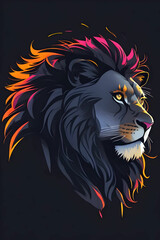 A lion with a mane on a black background