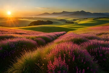 Obraz premium lavender field in the morning