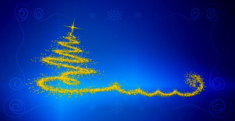 Fototapeta na wymiar Merry Christmas and Happy New Year Card with beautiful Christmas tree.