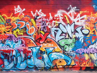 Urban colourful Graffiti Wall Backdrop. Ai generative.