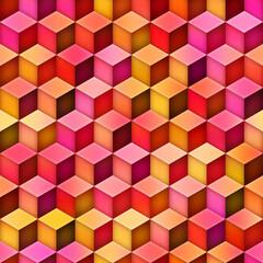 Gradient Cubes Tiling. Abstract Geometric Background Design. Seamless Multicolor Pattern