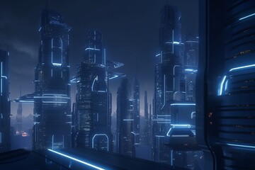 A futuristic cityscape with advanced communication and information technology, Generative AI
