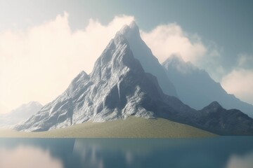 A minimalist landscape with a scenic mountain or peak, Generative AI