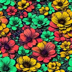 Fotobehang Beautiful vector seamless floral pattern with watercolor hand drawn gentle summer flowers. Stock illustration. Natural artwork. © kuu